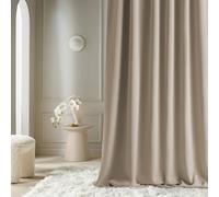 room99 Rideau avec Passe Tringle Aura 140 x 300 cm Largeur x Hauteur, Décoration de Fenêtre, Curtains et Draperies intérieurs pour Salon, Chambre Moderne Lisse Beige, 1 pièce