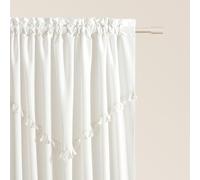 room99 Rideau avec Passe Tringle Chloe 140 x 250 cm Largeur x Hauteur, Décoration de Fenêtre, Curtains et Draperies intérieurs pour Salon, Chambre Moderne Galon à Pompons Off White, 1 pièce