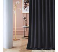 ROOM99 Rideau avec Passe Tringle Laurel 140 x 240 cm Noir, 1 pièce | Décoration de Fenêtre, Rideau occultant Thermique Isolant Anti Froid et Chaleur pour Salon