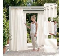 room99 Rideau d'Extérieur avec œillets Garden Line 155 x 220 cm Largeur x Hauteur Impermeable pour Jardin pergola terrasse Curtain Blanc Cassé, 1 pièce