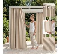 room99 Rideau d'Extérieur avec œillets Garden Line 155 x 220 cm Largeur x Hauteur Impermeable pour Jardin pergola terrasse Curtain Beige, 1 pièce