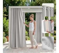 room99 Rideau d'Extérieur avec œillets Garden Line 155 x 220 cm Largeur x Hauteur Impermeable pour Jardin pergola terrasse Curtain Gris Clair, 1 pièce