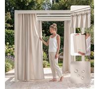 room99 Rideau d'Extérieur avec Passe Tringle Garden Line 155 x 200 cm Largeur x Hauteur Impermeable pour Jardin pergola terrasse Curtain Beige Clair, 1 pièce
