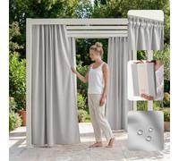 room99 Rideau d'Extérieur avec Passe Tringle Garden Line 155 x 270 cm Largeur x Hauteur Impermeable pour Jardin pergola terrasse Curtain Gris Clair, 1 pièce