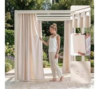 ROOM99 Rideau d'Extérieur avec Pattes Garden Line 155 x 200 cm Largeur x Hauteur Impermeable pour Jardin pergola terrasse Curtain Crème Claire, 1 pièce