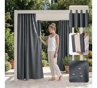 ROOM99 Rideau d'Extérieur avec Pattes Garden Line 155 x 220 cm Largeur x Hauteur Impermeable pour Jardin pergola terrasse Curtain Gris foncé, 1 pièce