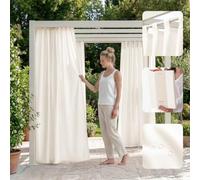 room99 Rideau d'Extérieur avec Pattes Garden Line 155 x 250 cm Largeur x Hauteur Impermeable pour Jardin pergola terrasse Curtain Blanc Cassé, 1 pièce
