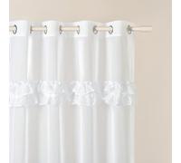 room99 Rideau Voilage Transparent avec Oeillets Frilla 140 x 260 cm Décorations pour Maison Salon Chambre Fenêtre Intérieur Un Charmant Volant Blanc, 1 pièce