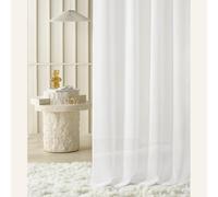 room99 Voilage Transparent avec Oeillets Novelia 140 x 260 cm Décorations pour Maison Salon Chambre Fenêtre Intérieur l’élégance Classique Blanc, 1 pièce