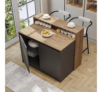 ROOMART Îlot de cuisine Cortado - Table de cuisine et table de bar - Lg : 120 x 100 x 80 cm - Peu encombrante et moderne pour cuisine et salle à manger (chêne anthracite)