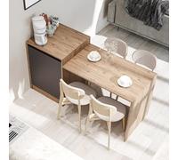 ROOMART Îlot de cuisine « Milano » - Table de cuisine et table à manger avec espace de rangement, armoire de cuisine, largeur : 160 x 85 x 60 cm, moderne et peu encombrant (chêne anthracite)