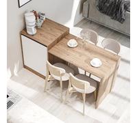 ROOMART Îlot de cuisine «Milano» - Table de cuisine & table à manger avec rangement, combinaison de placard de cuisine, LxPxH: 160 x 85 x 60 cm - Moderne & peu encombrant (Chêne blanc)