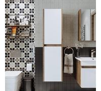 ROOMART Melona II Ensemble de meubles de salle de bain 3 pièces, en 4 couleurs, meuble bas de 65 cm, armoire basse à miroir • Armoire haute (chêne blanc, ensemble complet) (chêne blanc, armoire haute
