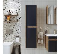 ROOMART Melona II Ensemble de meubles de salle de bain 3 pièces, en 4 couleurs, meuble bas de 65 cm, armoire à miroir • Armoire haute (chêne blanc, ensemble complet) (chêne anthracite, armoire haute