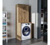 Roomart, meuble pour lave-linge LUNA, meuble de rangement pour lave-linge avec panier à linge, L x H x P : 65 x 181 x 65 cm, disponible en blanc, chêne, chêne anthracite et chêne
