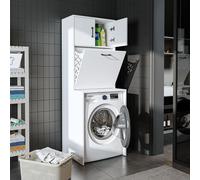 Roomart, meuble pour lave-linge LUNA, meuble de rangement pour lave-linge avec panier à linge, L x H x P : 65 x 181 x 65 cm, disponible en blanc, chêne, chêne anthracite et chêne