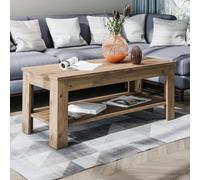 ROOMART Table basse HELSINKI 110 x 50 cm avec tablette - Chêne | Chêne, L x P x H : 110 x 50 x 45 cm