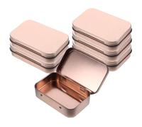ROOMHUAWAY Lot de 6 petites boîtes en métal or rose 9,5 x 6 x 2,2 cm avec couvercle, boîtes à cartes à jouer, boîte en métal pour petits objets ménagers tels que les bonbons et les boucles d'oreilles