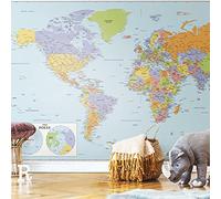 ROOMMATES Fresque Murale géante adhésive Carte du Monde éducationnelle