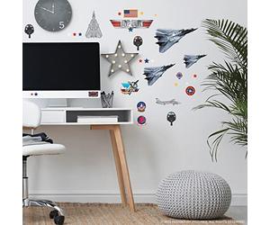 ROOMMATES RMK5372SCS Top Gun Stickers repositionnables élements, Rouge, Blanc, Bleu, Multi-éléments