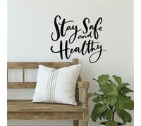 ROOMMATES Sticker Mural Géant Citation -Stay Safe and Healthy- Soyez en Sécurité et en Bonne Santé Noir G