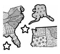 ROOMMATES Stickers carte des états unis à colorier Noir G