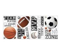 Roommates Lot De 24 Stickers All Star Sports De Ballons Repositionnables 4 Feuilles De 10,1cm X 44,1cm