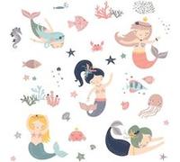 ROOMMATES Stickers repositionnables 5 Sirènes et poissons dans l'eau - Haut 44,1 cm Multicolors G