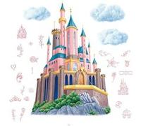 RoomMates Stickers repositionnables Géant Château de Princesse Disney et guirlande lumineuse leds, Rose, Bleu, Vert