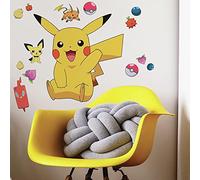 RoomMates - Stickers repositionnables - Pok - Pika - 14 autocollants muraux - 16,7 x 17,01 cm - Vinyle - Jaune - Sticker - Mur