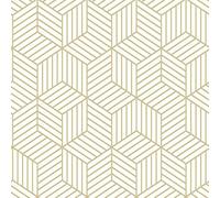 Roommates STRIPPED HEXAGON WHITE/GOLD PEEL & STICK WALLPAPER