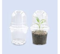 RooTrimmer Lot de 30 Pots de Fleurs Transparents de 10,2 cm avec dômes d'humidité pour Le démarrage des graines - Pots de Fleurs en Plastique Transparent avec Trous de Drainage (10,2 cm, 30 pièces