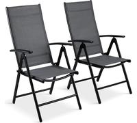 Rootz chaises de jardin - set de 2 - chaises pliantes - chaises d'extérieur - cadre en aluminium - dossier - réglable - noir/gris
