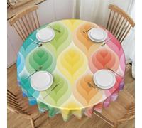 ROOZEE Nappe ronde imprimée feuilles arc-en-ciel 152,4 cm | Imperméable et infroissable | Parfaite pour les repas en intérieur et en extérieur