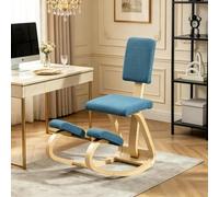 Ropilly Chaise ergonomique assis genoux avec dossier en bois pour bureau | Posture guidée par dossier, assise et appui-genoux rembourrés, mouvement basculant doux pour le bureau