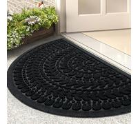 RORA Paillasson demi-cercle pour entrée extérieure, noir, tapis de bienvenue intérieur ou extérieur, demi-rond pour garage, pattes boueuses, 43,2 x 76,2 cm