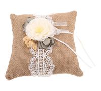 RORPOIR Coussin Alliance Mariage en Lin avec Dentelle Fleurie, Coussin Porte-alliances Vintage et Respirant, Accessoire pour Photos de Mariage Rustiques