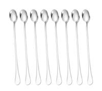 RORPOIR Cuillères à Café pour Mélanger Desserts et Boissons Lot de 8 en Acier Inoxydable à Long Manche Argenté, Design Élégant en Station Café ou Maison