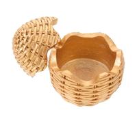 RORPOIR Faux Pot Ovale en Osier, Bocal à Couvercle, Résine Or | Aspect Osier Raffiné, Forme Œuf Ovale, Style Ferme Élégant, pour Salle de Bain et Chambre