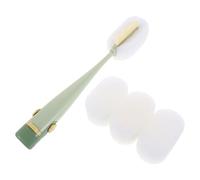 RORPOIR Lot de 1 set de Goupillon pour Tasse et Bouteille à Long Manche, Brosse à Éponge Multifonction en Plastique Vert Foncé, 3 Recharges Incluses, Nettoyage pour Biberons, Cafetières et
