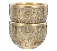 RORPOIR Lot de 2 Bols en Laiton Doré 7 Cm, Décoration de Bureau à Domicile, Bol Trésor Feng Shui, Accessoire Décoratif Amulette et Richesse pour Maison ou Bureau