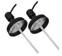 RORPOIR Lot de 2 Couvercles Pompe pour Bocaux Mason Jar en Acier Inoxydable Noir, Design Manuel Pratique et Élégant pour Distribuer Liquide Facilement
