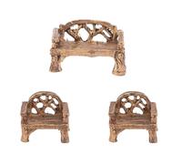 RORPOIR Marron Chaise Miniature de Jardin 3 Pièces en Résine | Décor Micro Paysage pour Jardinière, Finition Artisanale, Résiste aux Intempéries, Conserve les Couleurs