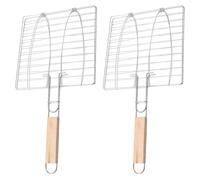 RORPOIR Panier à Poisson Cuit 2pcs en Fil de Fer et Bois, Argenté
