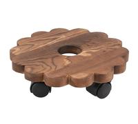 RORPOIR Plateau pour Pots de Fleurs Rond en Bois à roulettes, Base Mobile | Quatre Roulettes Pivotantes 360 Degrés, Deux Freins, Surface Lisse, pour Bacs et Bols Céramiques