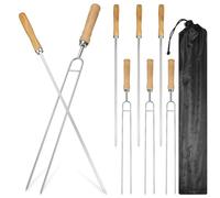 RORPOIR Set de 8 Brochettes pour Barbecue en Acier Inoxydable avec Paquet à Cordon, Outil à Brochettes pour Barbecue Facile à Transporter Couper, pour Picnic et Sandales Couleur Aléatoire