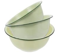 RORPOIR Set de Set de Bols Mélangeurs en Émail Vert Clair Lot de 3 1000ml 1400ml 1950ml Style Vintage Robuste et Décoratif Cuisine Maison et Restaurant