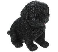 RORPOIR Statuette de Chien Bichon Noir en Résine, Décoration Artisanale pour Bureau et Maison, Ornement Créatif Unique, Figurine Réaliste de 1 Pièce pour Décoration Intérieure