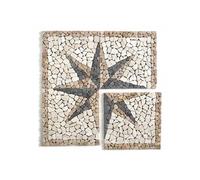 Rosace en marbre et travertin multicolore - 80 x 80 cm - -