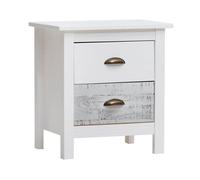 Chevet 2 Tiroirs Bois Aspect Vieilli Blanc et Grisé - ROSALIA -